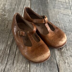 Misha And Puff Tan Leather Kids Mary Janes
